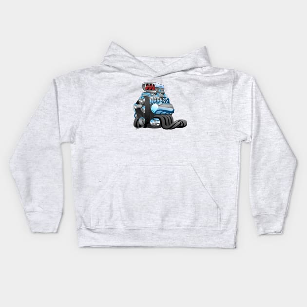 Hotrod Racing Car Engine Cartoon Illustration Kids Hoodie by hobrath